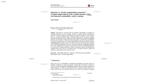 Indicators as ‘circular argumentation constructs’? An input–output analysis of the variable structure of five environmental sustainability country rankings